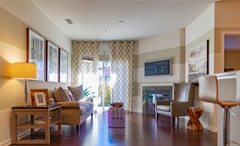 Bamboo flooring in living room, dining room and kitchen